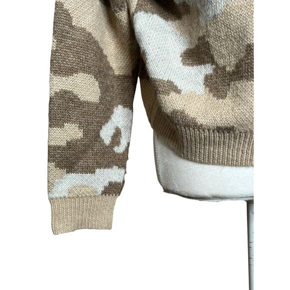 Lucky Brand Neutral Camu Crew Neck sweater Beige Blend Women's sz Medium - Picture 4 of 12
